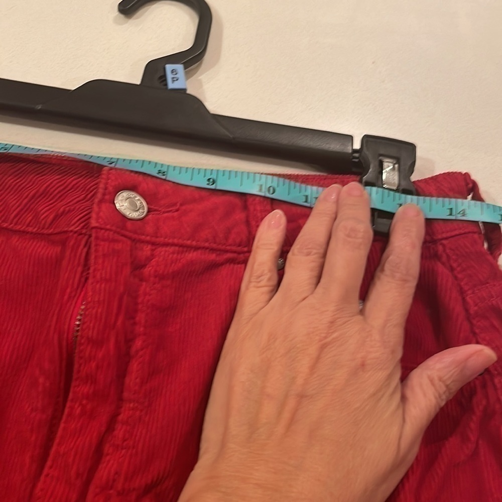 PacSun  Chili Pepper Romantic Red corduroy mini distressed hem skirt in size 27 - Picture 4 of 6